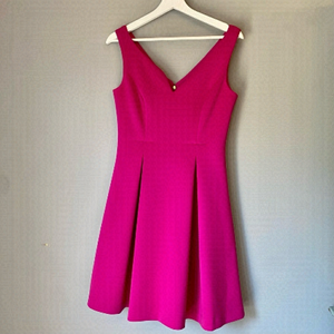 DKNY Fuchsia Sleeveless A-Line, Knee-Length Dress